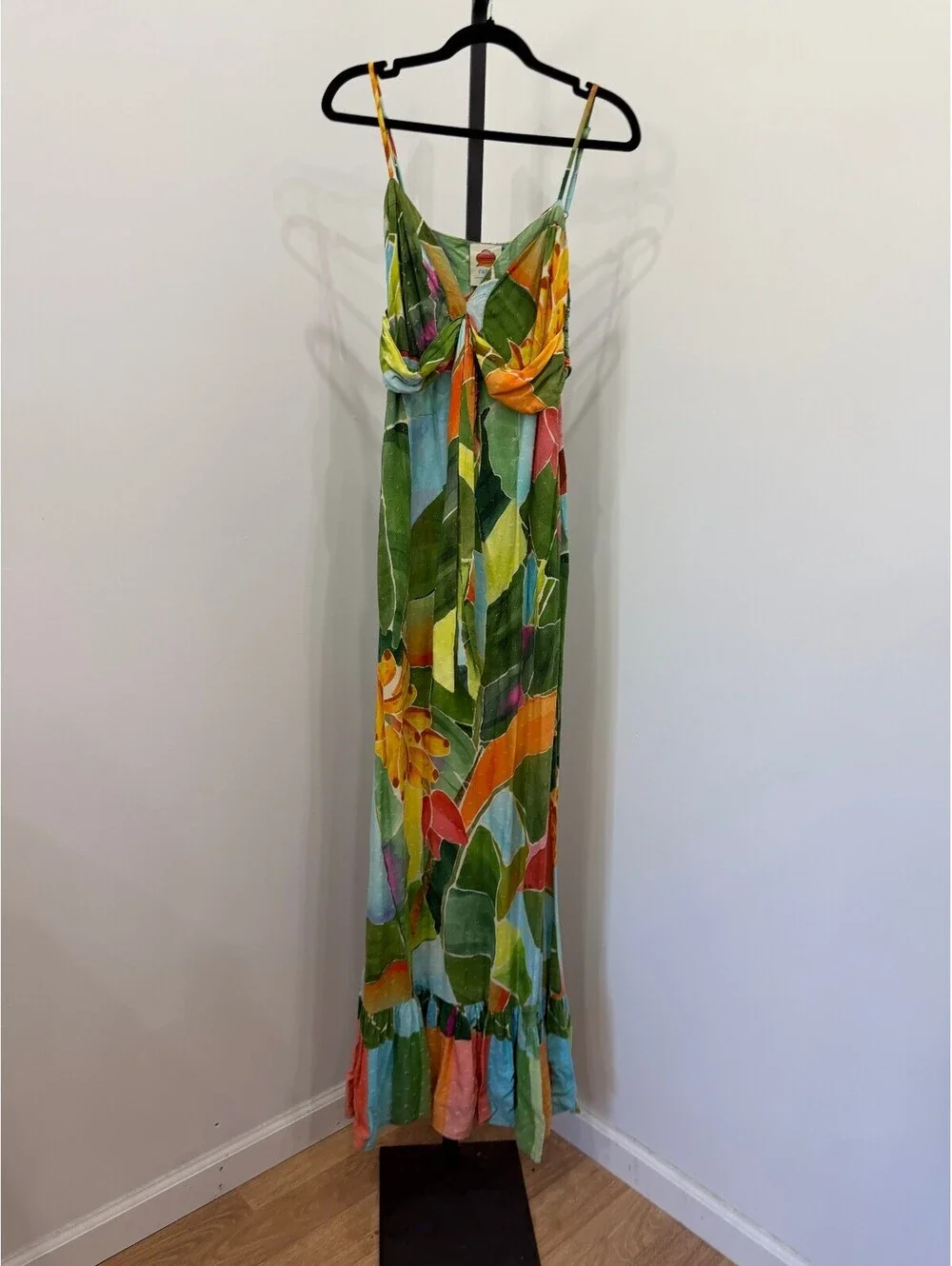 Farm Rio Tropical Print Maxi Dress with Twist Front Detail XS - Picture 3 of 10